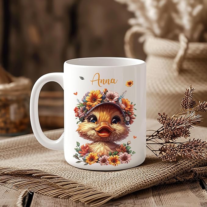 Hyturtle Personalized Cute Duck Coffee Mug - Gift For Duck Lover - Just A Girl Who Loves Ducks - Duck Gift For Women - Gift For Animal Lover - Birthday - Custom Coffee Cup Ceramic Mug 11oz - 15oz