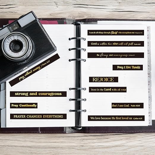 Janlaugh 24 Rolls Christian Washi Tape Gifts Bulk Religious Inspirational Scripture Supplies Bible Verse Tape for Bible Study Journaling Crafting Christmas Stocking Stuffers Gift(Black)