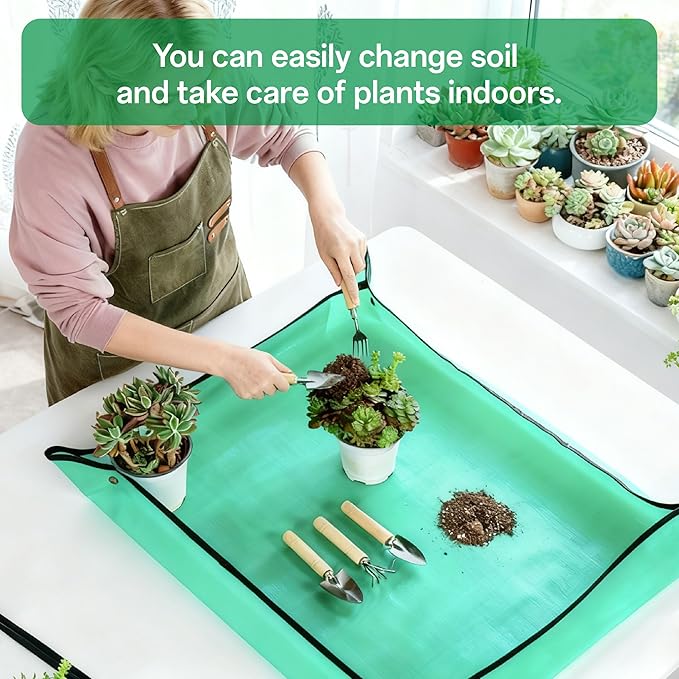 5-Piece Gardening Tool Set with Repotting Mat, Mini Garden Tools for Indoor Plants, Waterproof Potting Mat, Garden Gifts for Women & Men, Succulent Tools Set