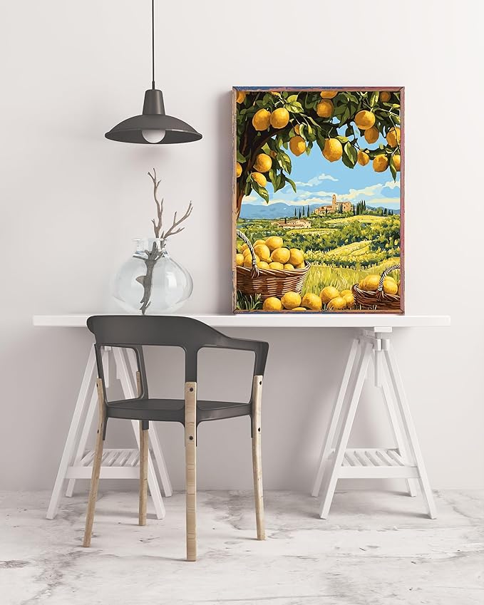 Lemon Pastoral 5D DIY Diamond Painting Kits for Adults, Diamond Art Kits for Beginners, Full Drill Dot Painting Gem Art Kits for Home Wall Decor11.8 x15.7 Inch