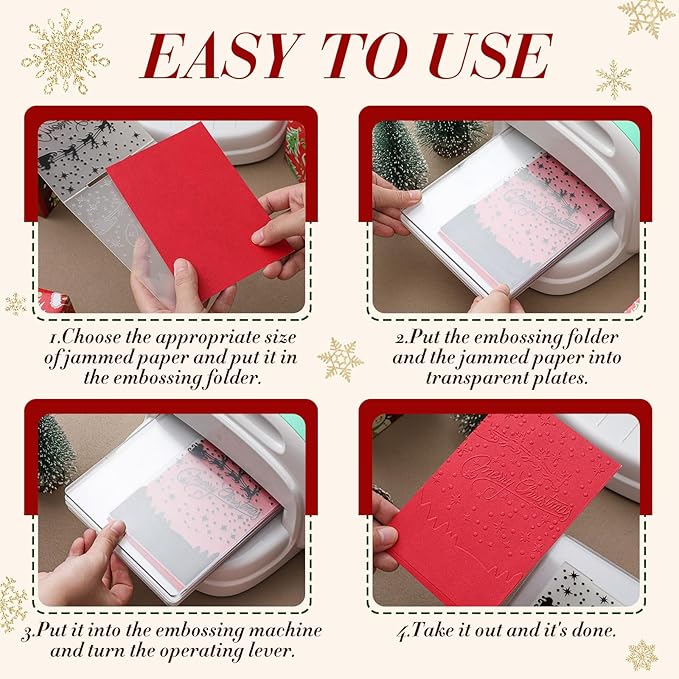 Geiserailie 8 Pcs Embossing Folders Embossing Machine Template Paper Card Folders for Christmas Card Making DIY Flower Scrapbook Photo Album Craft Decoration 5.9 x 4.1 Inch (Christmas Style)