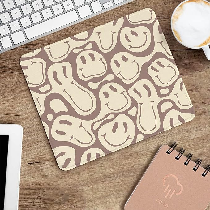 Seorsok Square Mouse Pad Cute Retro Smiley Hippie,Office Home Personalized Premium-Textured Mouse Mat Design,Waterproof Mousepad,Non-Slip Rubber Base Computer Mouse Pads for Wireless Mouse