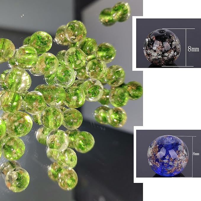200 PCS 8mm Glow in The Dark Beads Bulk Round Luminous Glass Beads with Holes for Jewelry Making Bracelets Earrings Necklace Glow Loose Spacer Ball Bead DIY Craft Kit