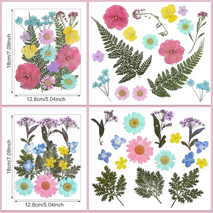 Nuanchu Pastel Dried Flower for Crafts Resin Pressed Flowers Bulk Real Dried Wildflowers Leave Natural with Tweezer for Scrapbooking Nail Soap Candle Cake Card Making DIY Christmas Craft Supplies