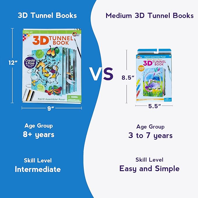MAKE YOUR OWN 3D TUNNEL BOOK - UNICORNS & PEGASUSES | Medium Size DIY Book Art & Craft Kit | Build, Paint & Draw Your Own Book with Mini Animals | Award-Winning STEAM Stationary Set | Ages 3+