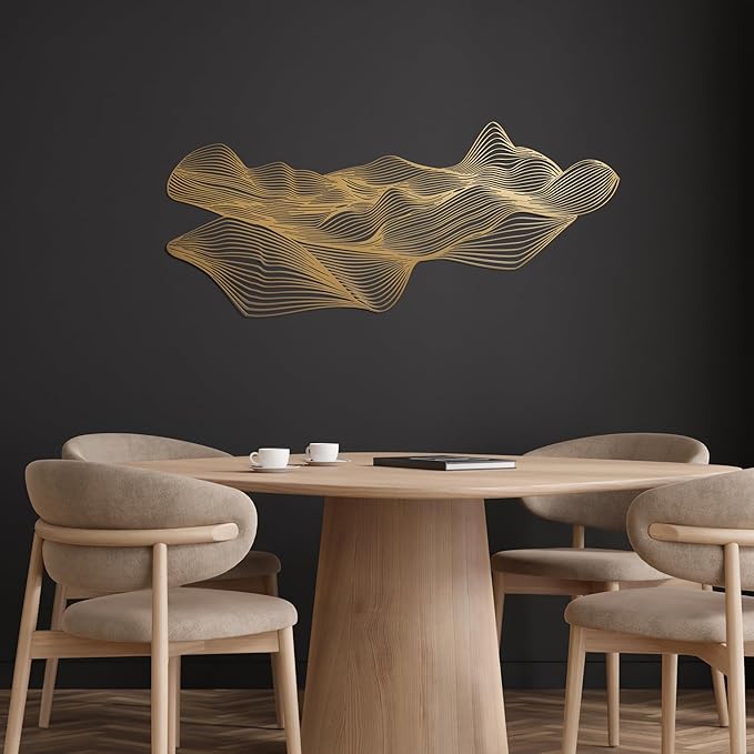 NEODECO Sand Dune Metal Wall Art - Minimalist & Desert Nature Decor, Abstract Line Art - Bedroom & Office Decor, Housewarming Gift, Large Wall Art