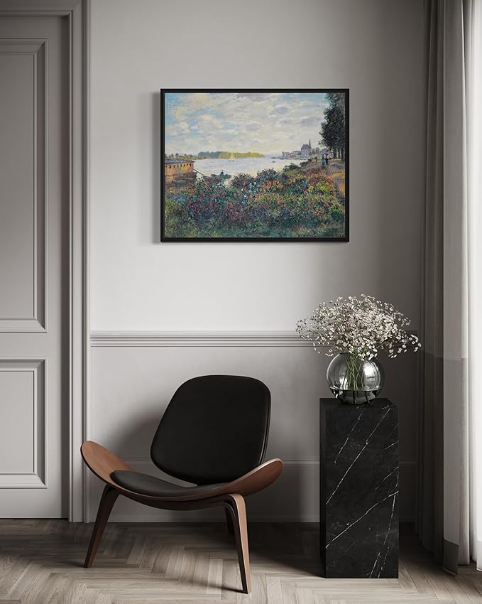 La Seine À Argenteuil Claude Monet Wall Art Print Poster, Impressionist Painting Wall Art Wall Decor, for Bedroom and Living room Bathroom Decor 115 (La Seine À Argenteuil, 11 x 14 inches, Black Frame)