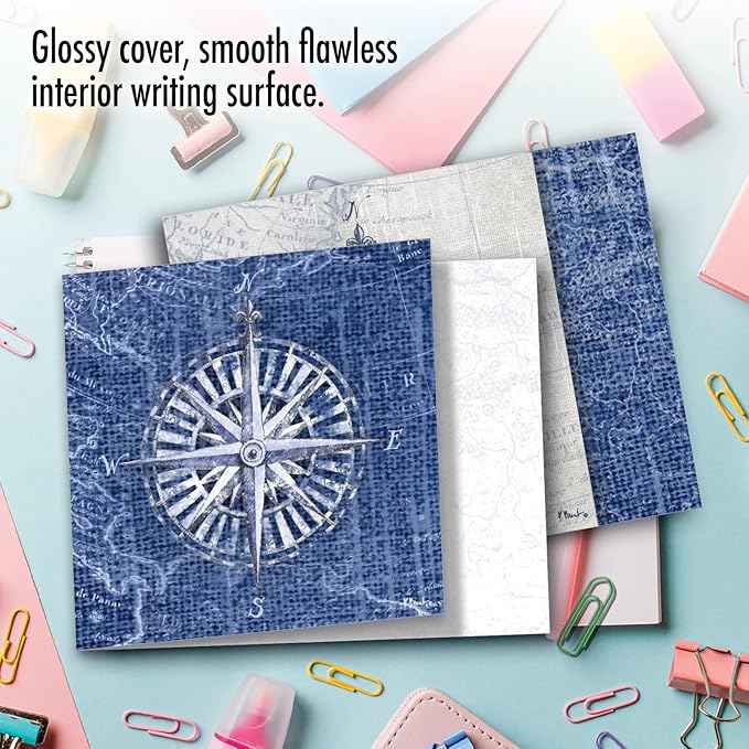 The Best Card Company - 10 All Occasion Blank Cards (4 x 5.12 Inch) - Nautical, Ocean, Sea Life Assortment of Notecards - Nautical World AMQ6671OCB-B1x10