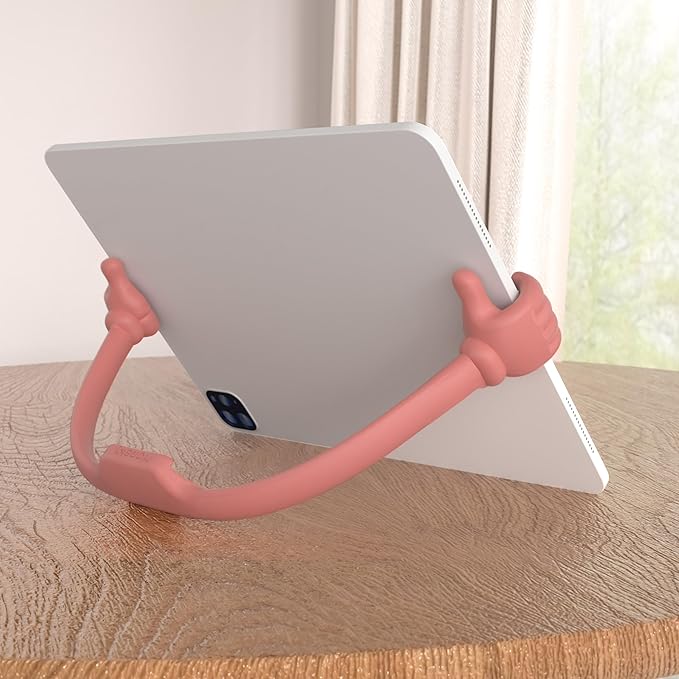 Honsky Adjustable Tablet Stand, Portable Phone Holder for Desk Bed - Multi-Angle Drawing Stand Compatible with All Tablets (Light Red)