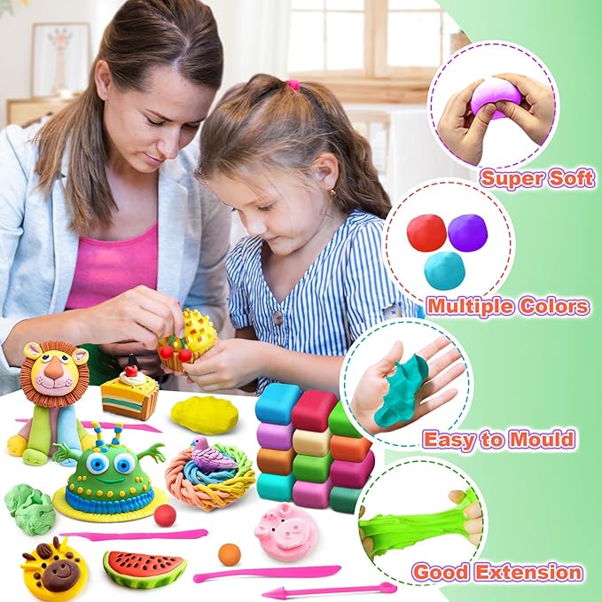 Air Dry Clay 138 Colors, Modeling Magic Clay Set with 5 Sculpting Tools, Gift for Ages 3-12 Boys and Girls