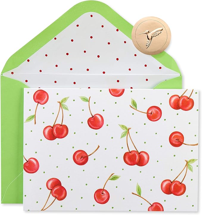 Papyrus Blank Cards with Envelopes, Cherries (12-Count)