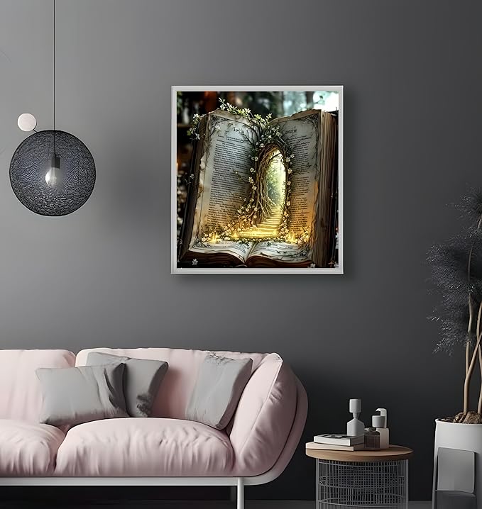 Diamond Paintings Kits for Beginners,Full Round Drill Diamond Arts Kits for Adults,Magic Book Door Paint by Diamond,5D DIY Diamond Painting Dot Gem Art, for Home Wall Decor 13.8x13.8 Inch