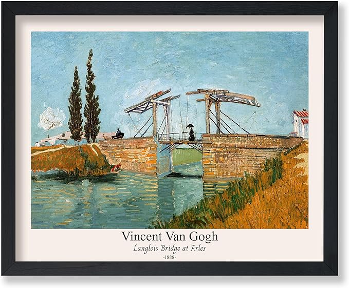 Monem Art Vintage Van Gogh Poster - Retro Langlois Bridge at Arles Print - Impressionism Art - Landscape Art - Fine Art - Classic Painting Art - Bedroom or Office Decor - 11x14 UNFRAMED Wall Art