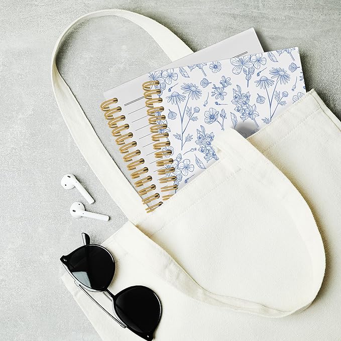 Vintage Floral Journal Notebook - Aesthetic Botanical Flower Notebooks College Ruled for Work School, Gifts for Women Coworker, Office Supplies, Hardcover Spiral Notebook 5.5"x8.3"