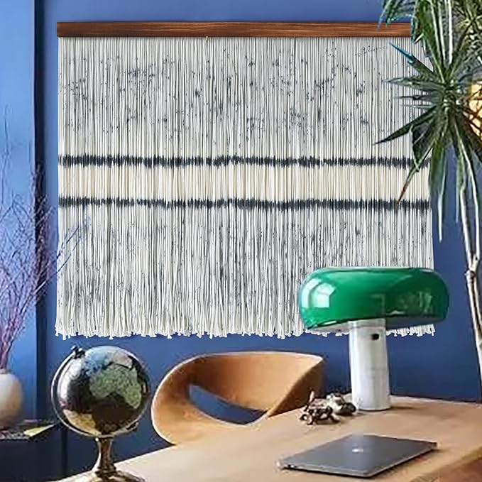 Flber Macrame Wall Hanging Dip Dyed Fiber Art Modern Minimalist Boho Wall Art for Living Room Bedroom Office Backdrop 39" W x 33" L