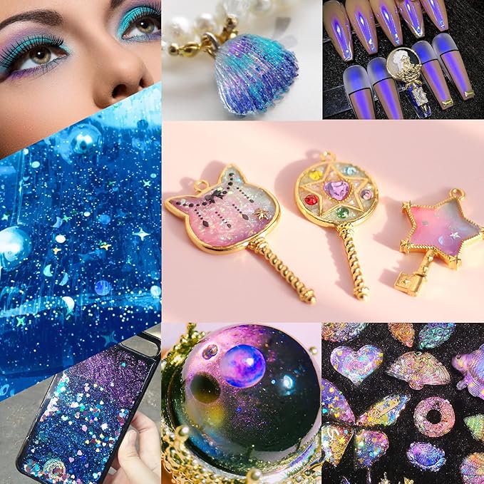 CHANGTIKEJI Chameleon Mica Powder，16 Colors*5g/Bottle，Shift Mica Powder for Epoxy Resin/Tumbler,Saturated Color Shifting Pigment Powder for Lip Gloss,Car Freshies,Eye Shadow,Nail Polish,Candle Making