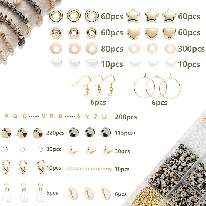 Xylise Jewelry Making Supplies Kit Natural Stone Beads for Irregular Natural Stone with for DIY Craft Bracelet Necklace Earrings for Adults (Variegated)