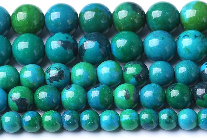 60PCS 6mm Natural Stone Beads Phoenix Chrysocolla Round Loose Gemstone Beads for Jewelry Making DIY Bracelet Necklace 15 Inch,Energy Stone Healing Power (6mm, Phoenix Chrysocolla Stone)