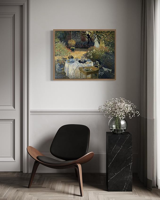 The Luncheon Claude Monet Wall Art Print Poster, Impressionist Painting Wall Art Wall Decor, for Bedroom and Living room Bathroom Decor 115 (The Luncheon, 8 x 10 inches, Wood Frame)