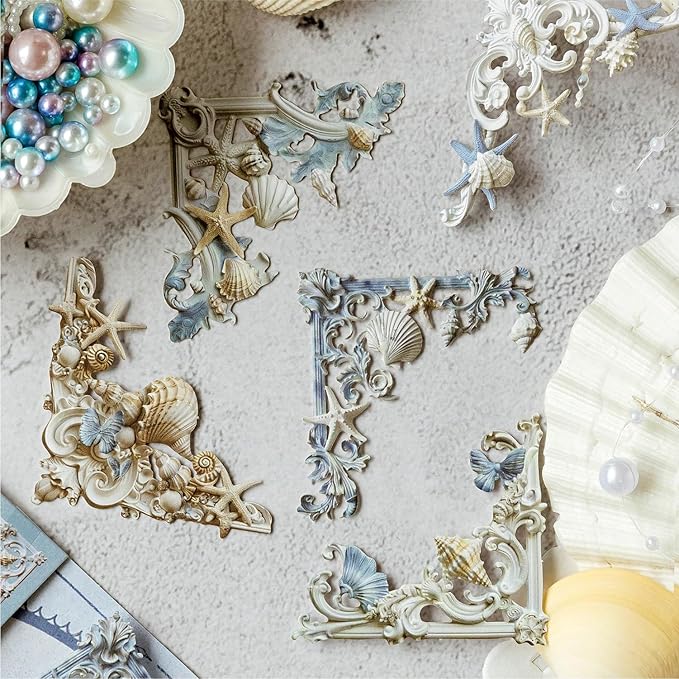 120Pcs Baroque Relief Corner Paper Embellishments, Retro Ornamental Frame Ephemera for Scrapbooking, Journaling, Junk Journal Supplies, and DIY Crafts with Glue Tape