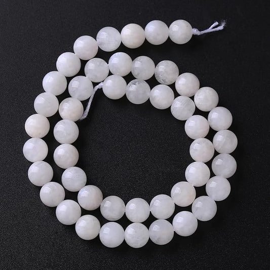10MM 38PCS Natural Stone White Moonstone Gemstone Semi Precious Beads for Jewelry Making DIY Bracelet