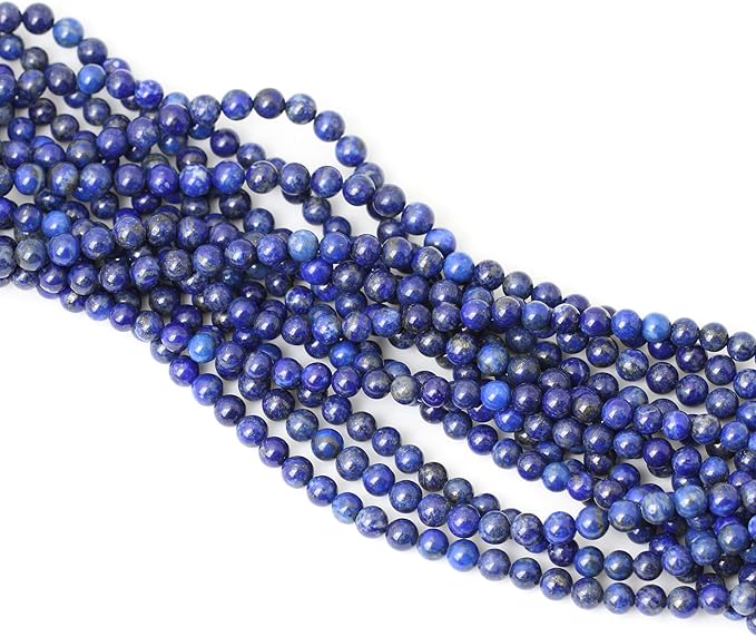 60PCS 6mm Natural Lapis Lazuli Gemstone Round Loose Beads for Jewelry Making DIY Findings 1 Strand 15"