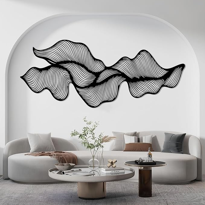 Abstract Line Metal Wall Art, Modern Luxury Line Metal Wall Decor, Irregular Geometric Wall Decor, Abstract Minimalist Line Wall Art, Contemporary Wall Hanging for Living Room (Gold, 48"x20"/121x50cm)