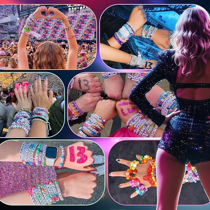 Gionlion 7 Boxes Pony Beads Bracelet Making Kit, 144 Colors 6x9mm Kandi Rave Beads, Friendship Bracelet Kit with 800Pcs Letter Bead for DIY Jewelry, Keychains, Arts and Crafts Gift for Girls Kids