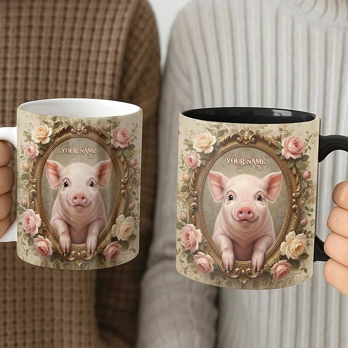 VanLich Shop Personalized Cute Pig Changing Color/Accent Coffee Mug – Animal Design Mug