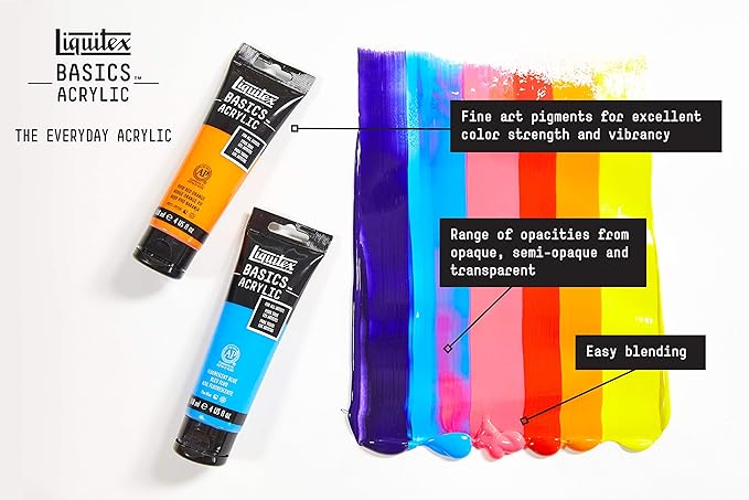 Liquitex BASICS Acrylic Paint Set, 12 x 22ml (0.74-oz) Tube Paint Set