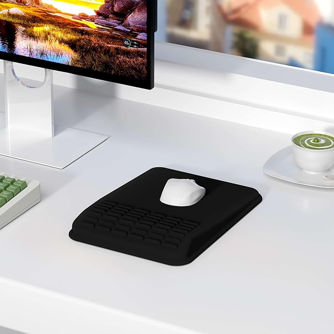 MEKASS Mouse Pad with Wrist Rest, Ergonomic Slope Mousepad for Carpal Tunnel Pain Relief, Memory Foam Desk Computer Wrist Support Mouse Pad with for Office Home (Dark Gray)