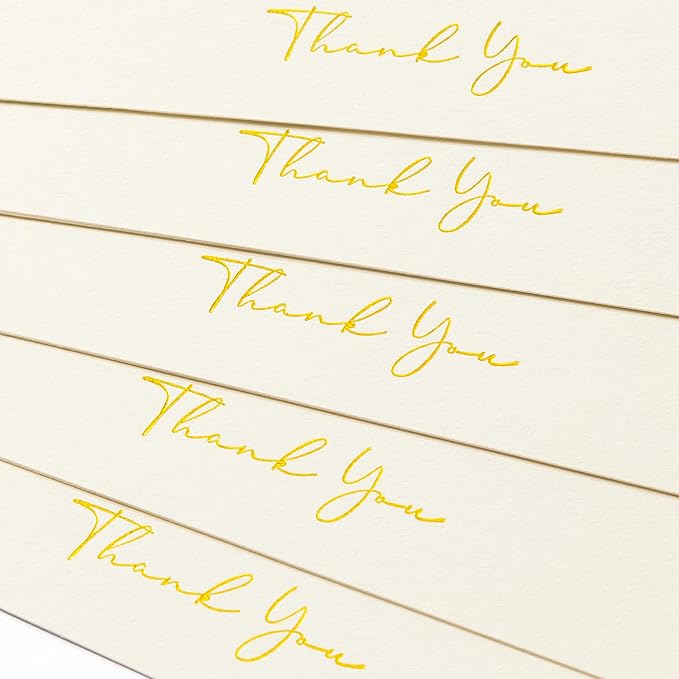 Crisky 50 Pack Thank You Cards With Envelopes & Stickers, Printable Ivory Bridal Shower Graduation Thank You Cards Small Business, Wedding Baby Shower Birthday Funeral Notes Bulk