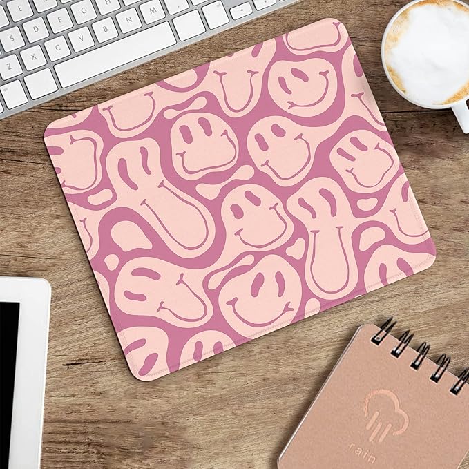 Seorsok Square Mouse Pad Cute Retro Smiley Hippie,Office Home Personalized Premium-Textured Mouse Mat Design,Waterproof Mousepad,Non-Slip Rubber Base Computer Mouse Pads for Wireless Mouse