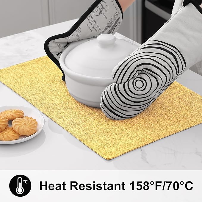 homing Cotton Linen Placemats Set of 8, Cloth Washable Farmhouse Dining Table Mats for Indoors & Outdoors, Easy to Clean, Mustard Yellow, 13 x 19 Inch