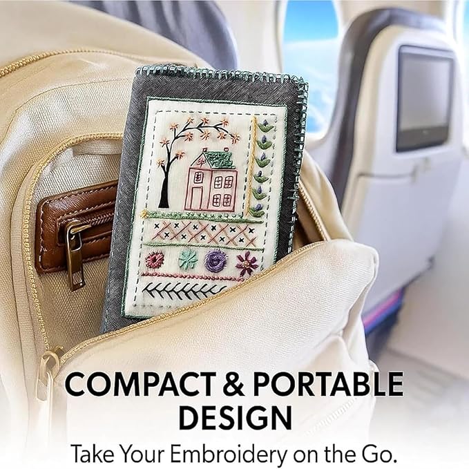 Embroidery kit for Beginners | All-in-One Portable Sewing Kit with 106 Stitch Tutorials & Reusable Linen Practice Book | Complete Embroidery Sampler Book for DIY & Craft Lovers