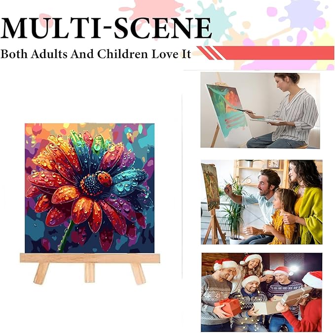 Painting by Numbers Kit for Adults Beginner,Rain Flower Paint by Numbers Easy for Adults,Adult Paint by Number Kits on Canvas,Paint by Numbers ainting Acrylic Oil Painting Home Wall Decor 15.8X15.8 In