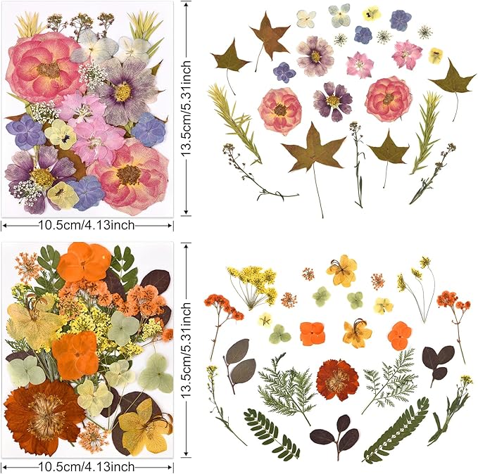 DALARAN 100Pcs Dried Pressed Flowers for Resin Molds Real Pressed Flowers Dry Leaves Kit for Art Crafts Resin Jewelry Making Scrapbook Supplies Card Making Soap Candle DIY
