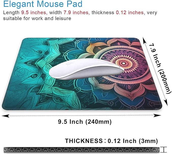 Mouse Pad, Vintage Art Mandala Flower Mouse Pads for Desk,Soft Computer Mouse Mat Square Waterproof Non-Slip Rubber Base Gaming MousePads for Women Men,Laptop,Office