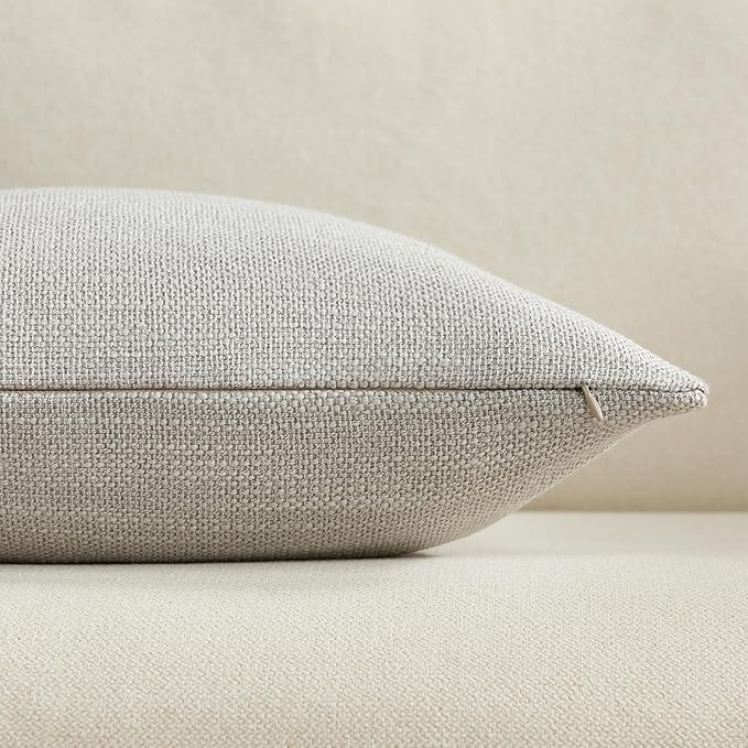 Meekio Set of 2 Linen Look Light Gray Pillow Covers 20x20, Decorative Throw Pillow Covers for Couch, Sofa, Bed & Living Room Decor