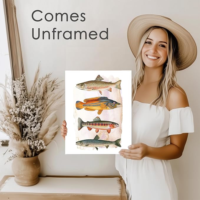 DREAM BIG PRINTABLES Vintage Fishing Decor Art Print - Unframed - 11x14 | Farmhouse Decor | Wall Art for Cabin, Lake House, or Fishing Enthusiast | Made in USA