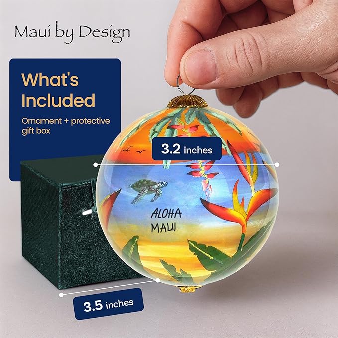 Collectible Hand Painted Maui Sunset Ornament Collectible with Gift Box SUH/M