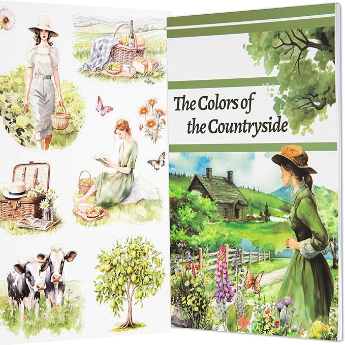 Countryside Journaling Stickers, Junk Journal Sticker for Adults, 20 Sheets Pre-Cut Stickers, Vintage Ephemera Scrapbooking Supplies, Craft Arts
