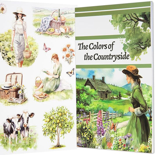 Countryside Journaling Stickers, Junk Journal Sticker for Adults, 20 Sheets Pre-Cut Stickers, Vintage Ephemera Scrapbooking Supplies, Craft Arts
