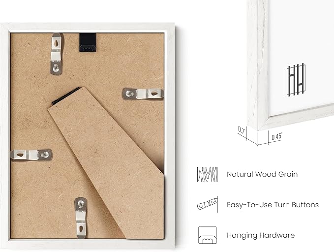HAUS AND HUES White Oak Wood 6x8 Picture Frames - Bulk Set of 15, Premium Frames with Plexiglass (White, 6x8 in)
