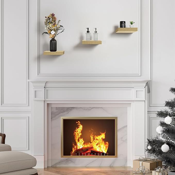 Sorbus Floating Shelves — Hanging Wall Shelves Decoration — Perfect Trophy Display, Photo Frames (Maple Wood)