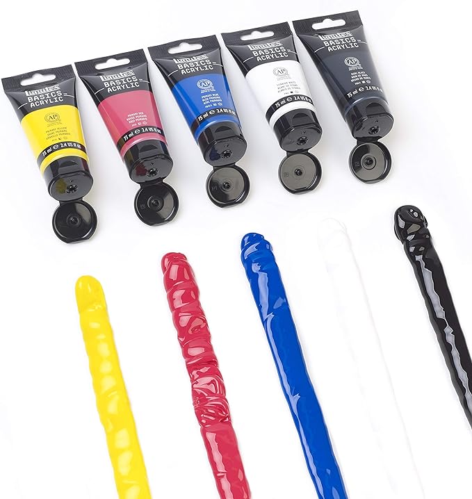 Liquitex BASICS Acrylic Paint Set, 5 x 75ml (2.4-oz) Tube Paint Set