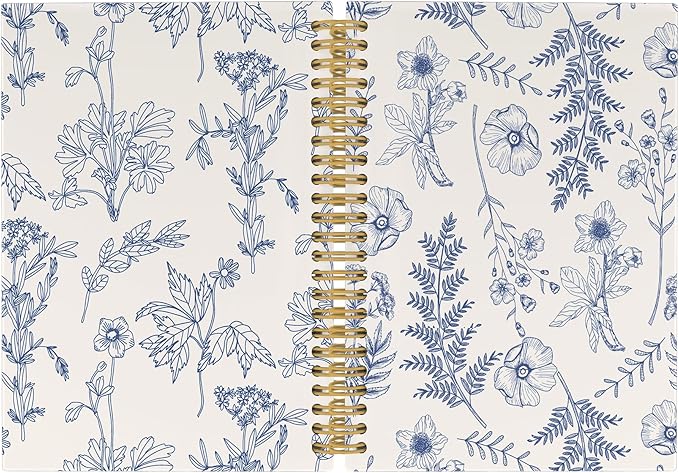 Vintage Flower Journal Notebook - Aesthetic Botanical Floral Notebooks College Ruled for Work School, Gifts for Women Coworker, Office Supplies, Hardcover Spiral Notebook 5.5"x8.3"