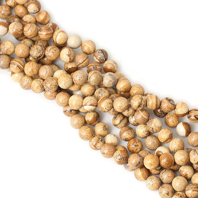 35PCS 10mm Natural Picture Jasper Stone Round Loose Beads for Jewelry Making DIY Findings 1 Strand 15"