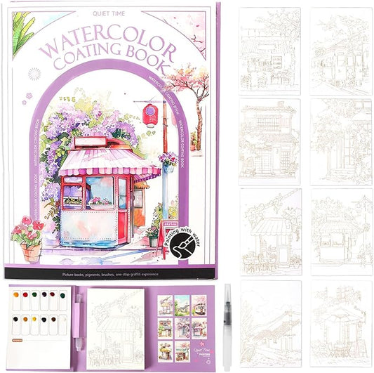 2026 New Breathly Creative Stress Relief Kit, DIY 3-Fold Watercolor Pad,Watercolor Painting Book for Adults,Beginners,Art Therapy Travel Set for Relaxation (A)