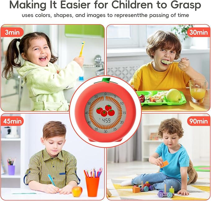 Visual Timer for Kids, 299-Minute Cute Kids Pomodoro Countdown Timer, Visual Timer for Classroom, Kitchen, Office Desk and Meetings
